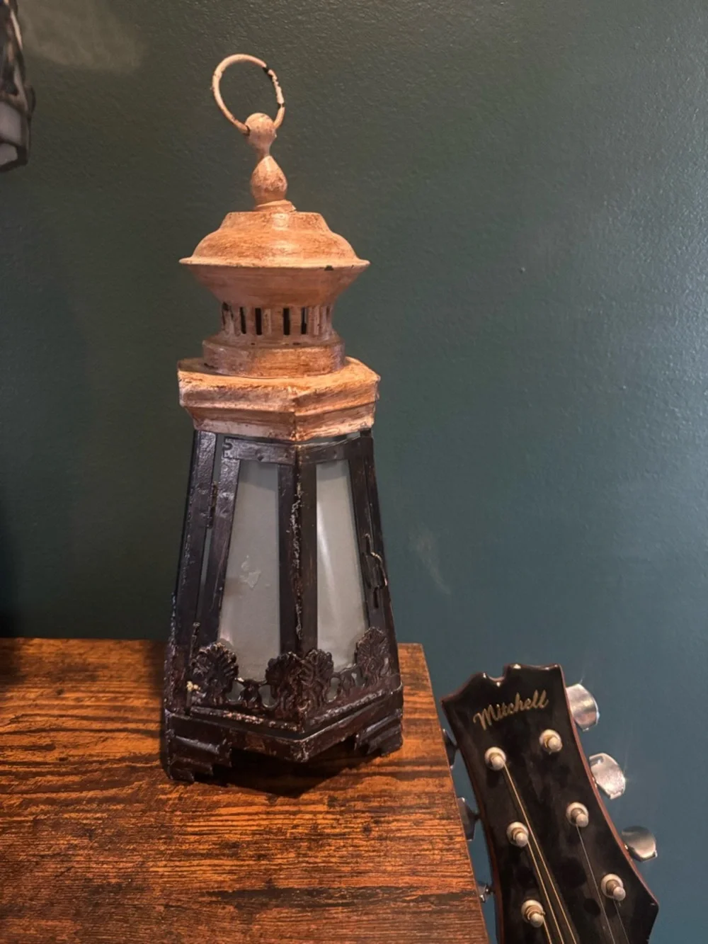 Rustic Brown and Tan Decorative Tea Light Lantern - Home Accents